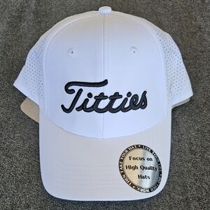 Titleist parody hat, embroidered Titties hat, golf hat. Snapback
